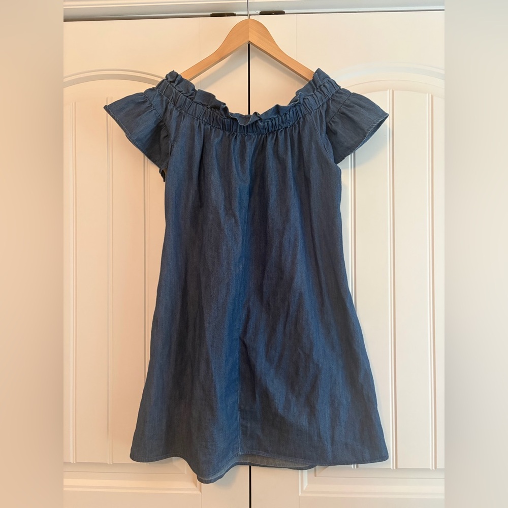 Corey‎ Lynn Calter Anthropologie Off The Shoulder Denim Mini Dress Women's Sz XS - Picture 5 of 10